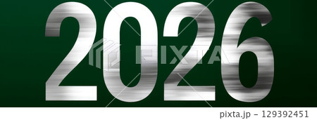 Happy new year 2026 - festive new year party background greeting card with text - Golden yellow fireworks in dark black night. The numbers are written on a green background, banner Happy new year 2026 - festive new year party background greeting card with text - Golden yellow fireworks in dark black night. The numbers are written on a green background, banner 129392451