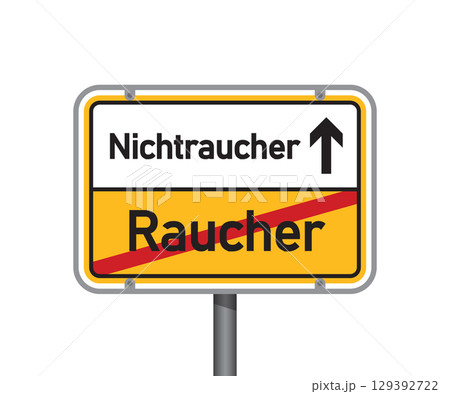 yellow traffic sign with german words non-smoker and smoker isolated vector illustration yellow traffic sign with german words non-smoker and smoker isolated vector illustration 129392722