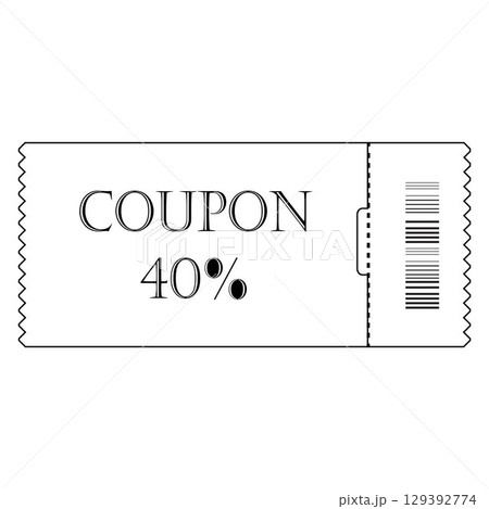 Black and White Coupon and Discount Ticket Outline Vector Black and White Coupon and Discount Ticket Outline Vector 129392774