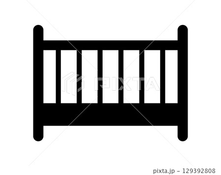 ベビーベッドのアイコン　モノトーン 129392808