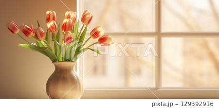 soft tulip arch window room, ai 129392916