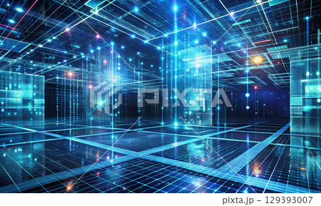Sci-fi virtual space of the enigmatic expanses of the digital world 129393007