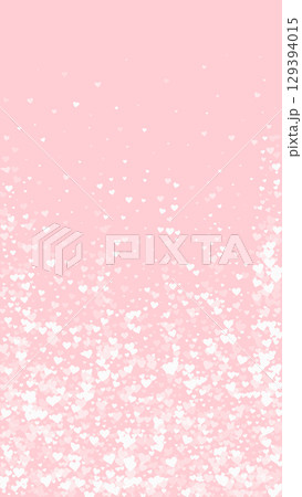 Falling hearts valentine card template. White hearts scattered on pink background. Chaotic falling hearts vector illustration. Falling hearts valentine card template. White hearts scattered on pink background. Chaotic falling hearts vector illustration. 129394015