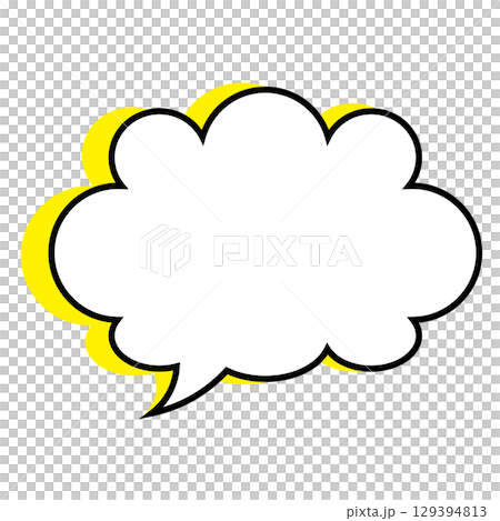 シンプルな吹き出しのイラスト　もこもこ 129394813