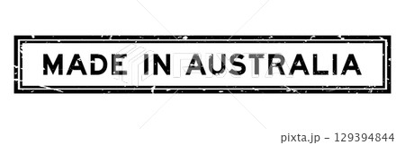 Grunge black made in australia word square rubber seal stamp on white background 129394844