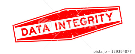 Grunge red data integrity word hexagon rubber seal stamp on white background Grunge red data integrity word hexagon rubber seal stamp on white background 129394877