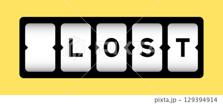 Black color in word lost on slot banner with yellow color background 129394914