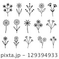 Wildflower Line Art Bundle Minimal Flower Stems Vector Set for Stickers Cards Crafts 129394933