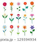 Wildflower Clipart Bundle Colorful Flower Stems Vector Set for Spring Crafts and Cards 129394934