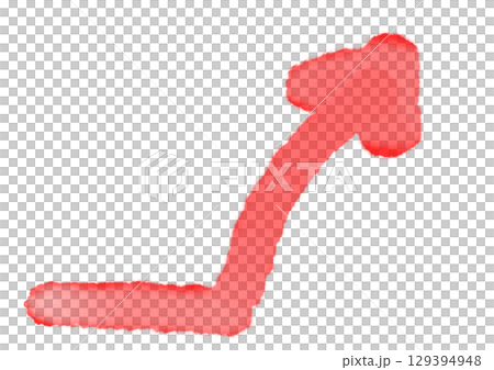 シンプルな手描き曲線の矢印イラスト・単品・半透明・上昇・上向き・ペン画・ラインマーカー・水彩風 シンプルな手描き曲線の矢印イラスト・単品・半透明・上昇・上向き・ペン画・ラインマーカー・水彩風 129394948