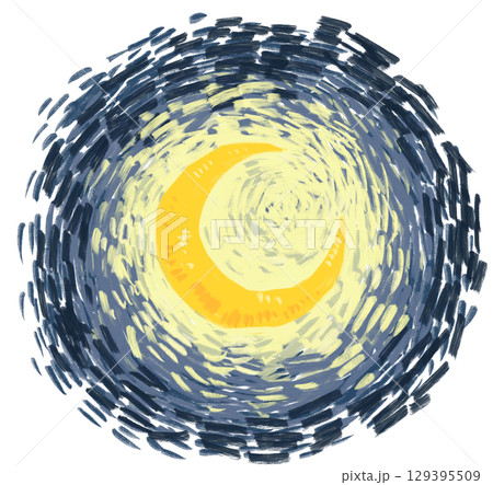 Starry night crescent moon  illustration  art 129395509