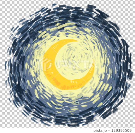 Starry night crescent moon  illustration  art 129395509