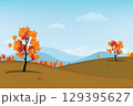 Autumn beautiful landscape. Autumn day with mountains and a clear sky. 129395627
