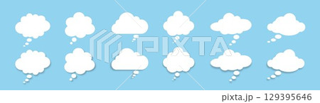 A set of chat windows for commenting on messages on a blue background. 129395646