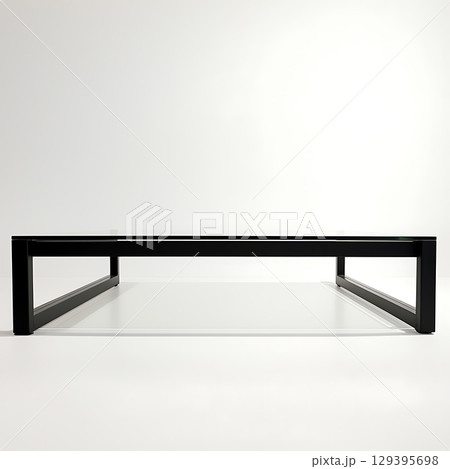 Black glass table with a white background 129395698
