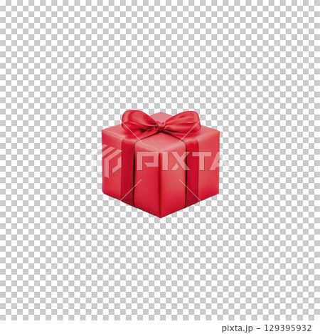 Vibrant red gift box with shiny ribbon and bow, perfect for festive occasions and celebrations, conveying sense of joy and anticipation 129395932