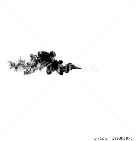 Swirling, abstract black and white smoke effect creates dynamic and mysterious visual against transparent background. wispy, flowing shapes evoke sense of movement and intrigue 129395970