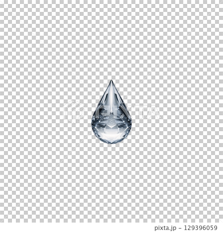 Sparkling, faceted crystal teardrop against transparency background, showcasing its clarity and brilliance. gem like shape reflects light beautifully, creating sense of elegance and luxury 129396059