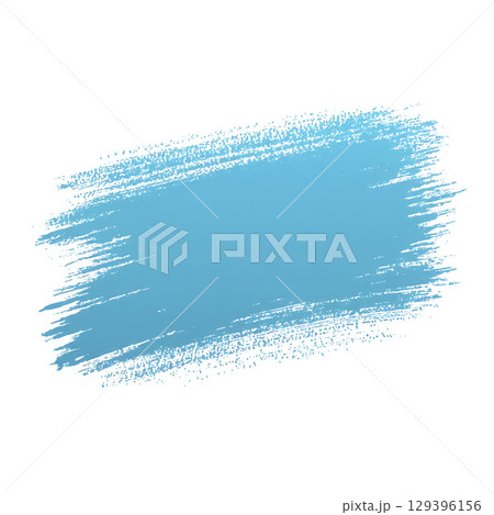 Vibrant blue paint brush stroke on transparent background, showcasing texture and artistic flair. Perfect for creative design projects and digital art compositions 129396156