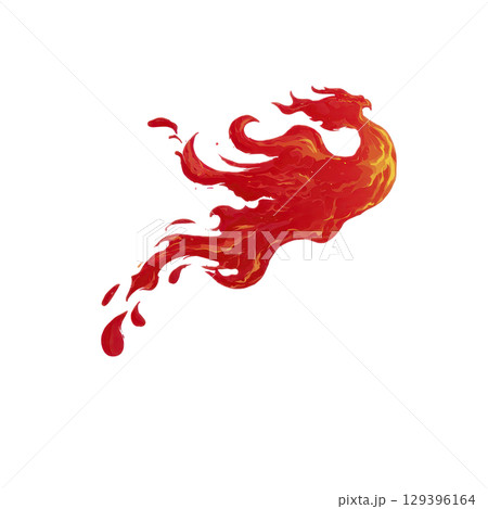 Vibrant, fiery phoenix with dynamic flames and sense of motion, symbolizing rebirth and transformation. red and orange hues create intense, energetic visual impact 129396164