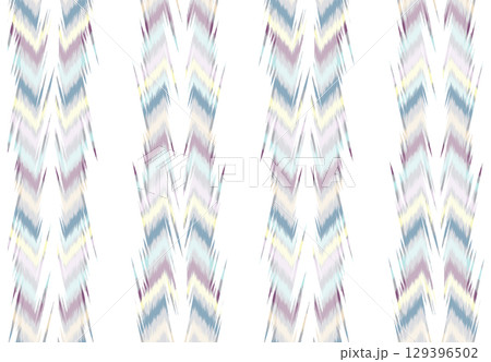 Seamless ripple lines Ikat geometric tile pattern. Abstract zig-zag ornament. Tribal ethnic texture. Asian motif artistic embroidery 129396502
