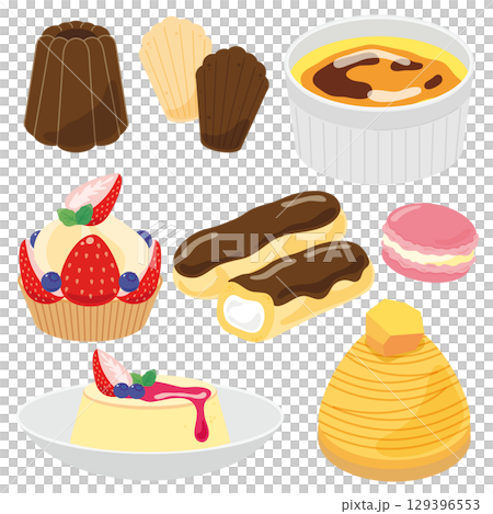 French pastry illustration set 129396553