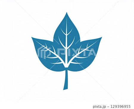 フラットデザインの葉っぱアイコン。AI生成画像。 129396955