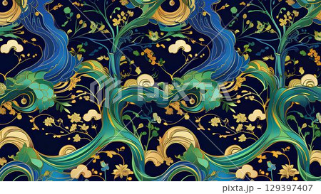背景素材_和柄パターン 129397407