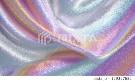 Elegant silver fabric exhibits a shimmering chrome texture, perfect for futuristic fashion designs Elegant silver fabric exhibits a shimmering chrome texture, perfect for futuristic fashion designs 129397686