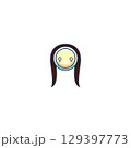 paper sticker on white background girl 129397773