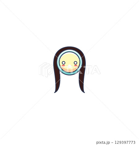 paper sticker on white background girl 129397773