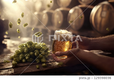 Experience Craft Beer Brewing with quality Hops and Barrels in a Rustic Setting 129398036