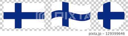National flag of Finland set isolated. Round flat of Finland in circle shape. Waving flag of Finland. 129399646