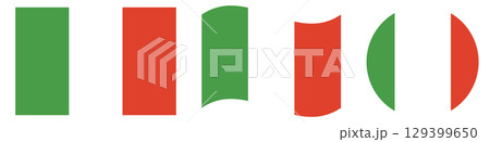 The flag of Italy in circle shape isolated. Italy flags set. Waving flag of Italy. The flag of Italy in circle shape isolated. Italy flags set. Waving flag of Italy. 129399650