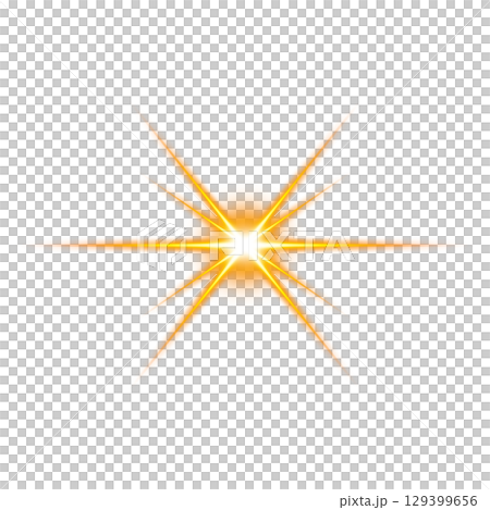 橙色星爆光效透明背景 129399656