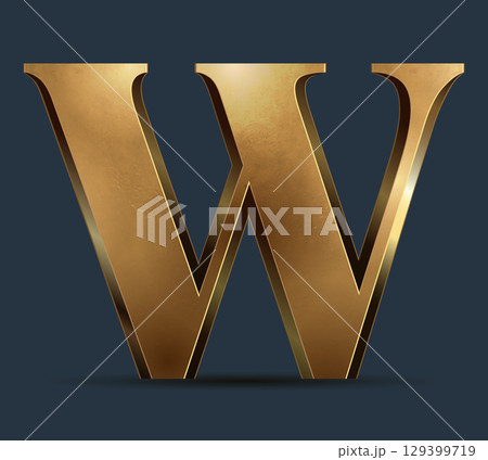 Luxury golden 3D symbol on dark blue. Elegant letter for decorative font design. Premium 3D metallic alphabet for birthday, competition result, calendars, postcards or any advertising Luxury golden 3D symbol on dark blue. Elegant letter for decorative font design. Premium 3D metallic alphabet for birthday, competition result, calendars, postcards or any advertising 129399719