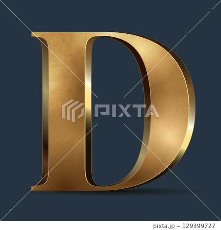 Luxury golden 3D symbol on dark blue. Elegant letter for decorative font design. Premium 3D metallic alphabet for birthday, competition result, calendars, postcards or any advertising Luxury golden 3D symbol on dark blue. Elegant letter for decorative font design. Premium 3D metallic alphabet for birthday, competition result, calendars, postcards or any advertising 129399727
