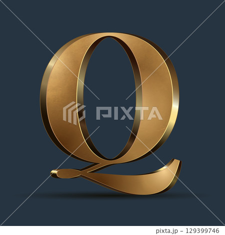 Luxury golden 3D element on dark blue. Elegant letter for decorative font design. Premium 3D metallic alphabet for birthday, competition result, calendars, postcards or any advertising Luxury golden 3D element on dark blue. Elegant letter for decorative font design. Premium 3D metallic alphabet for birthday, competition result, calendars, postcards or any advertising 129399746