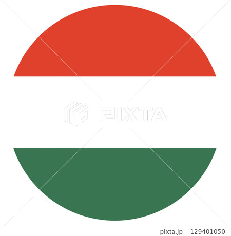 Flag of Hungary isolated in circle shape. 129401050