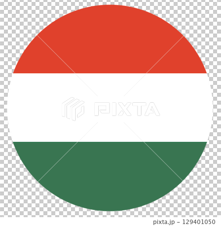 Flag of Hungary isolated in circle shape. 129401050