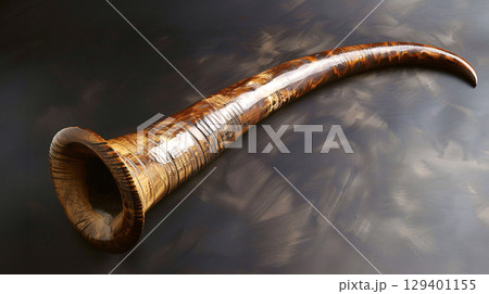 Close-up of a shofar. Yom Kippur.  129401155