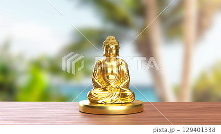 The Gold Buddha culture for Religion concept 3d Rendering. 129401338