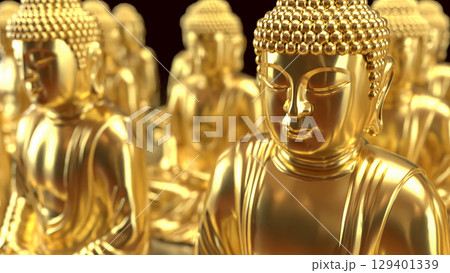 The Gold Buddha culture for Religion concept 3d Rendering. 129401339