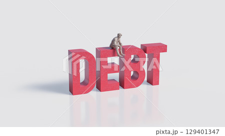 The Debt and Man for Business concept 3d Rendering. 129401347