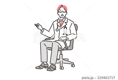 人物 椅子に座る男性医師 129401717