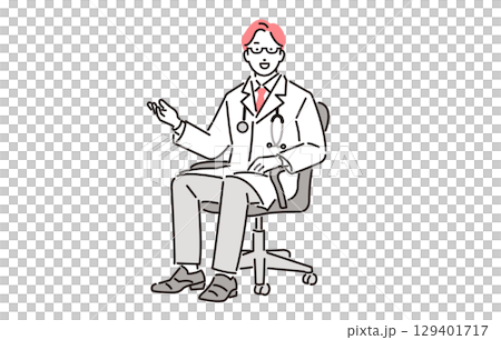 人物 椅子に座る男性医師 129401717
