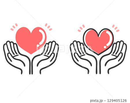ハートを包み込む手2 ベクター ハートを包み込む手2 ベクター 129405126