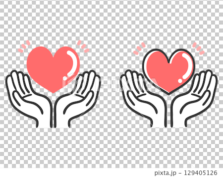 ハートを包み込む手2 ベクター ハートを包み込む手2 ベクター 129405126