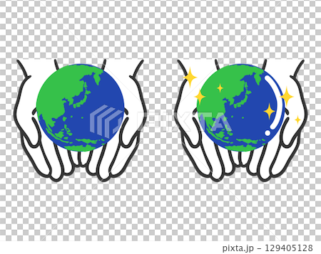 雙手捧著的地球儀插圖（日本各地）2 向量 129405128