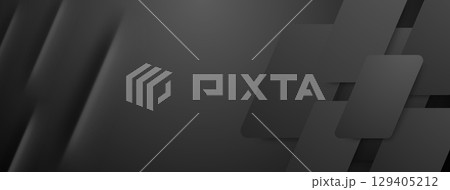 Dark grey abstract shapes with soft shadows. 129405212